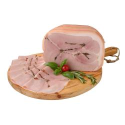 Een gekookte ham, gemaakt van de beste geselecteerde varkens en verrijkt met zwarte truffel. 
